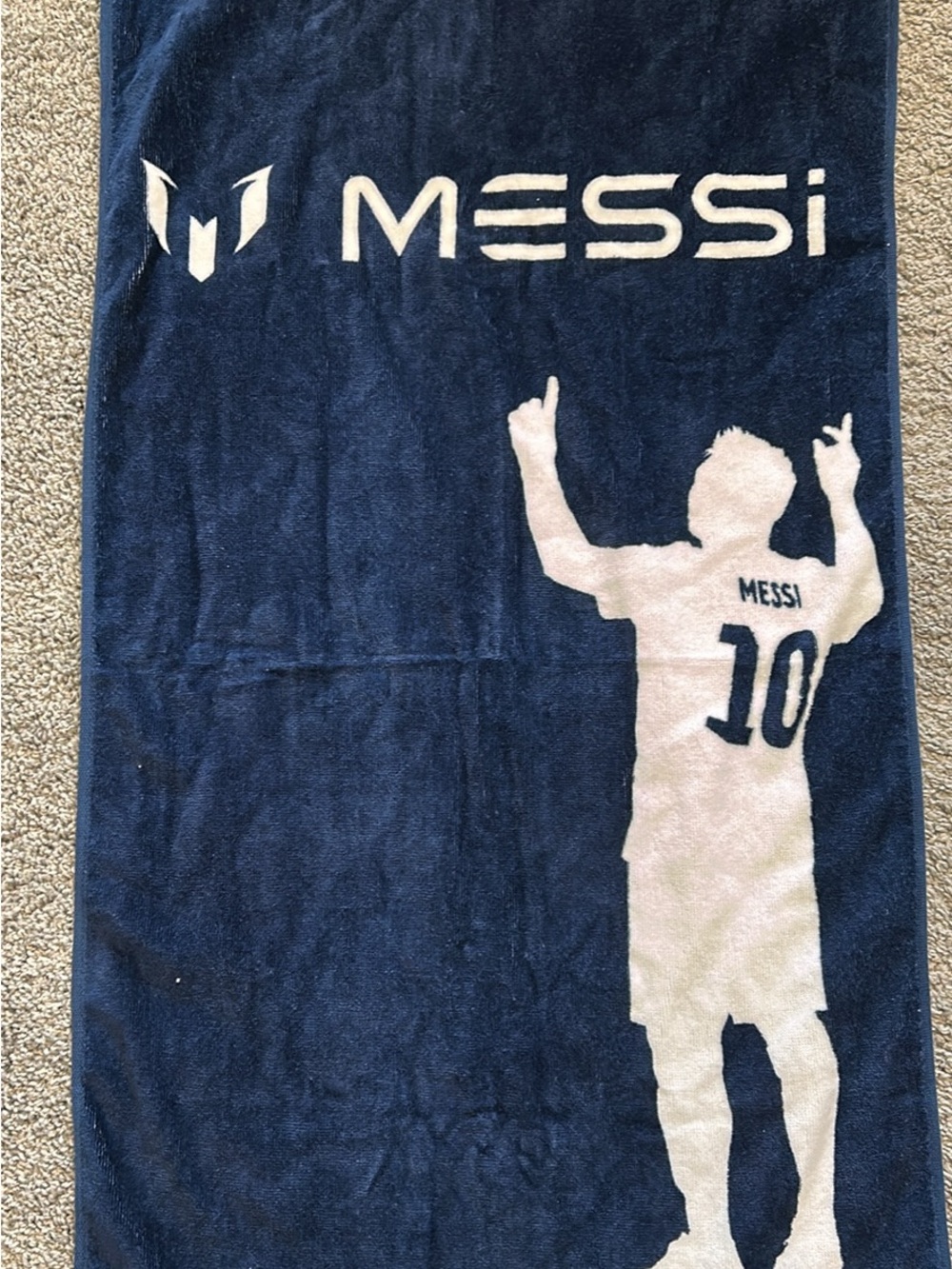 MESSI Navy and White Men's Football Beach Towel
